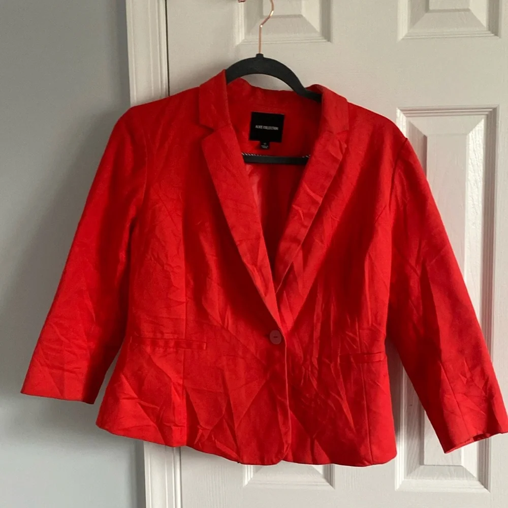 Alice Collection Red Cotton Blend Blazer Fully Lined Single Button Closure Sz M